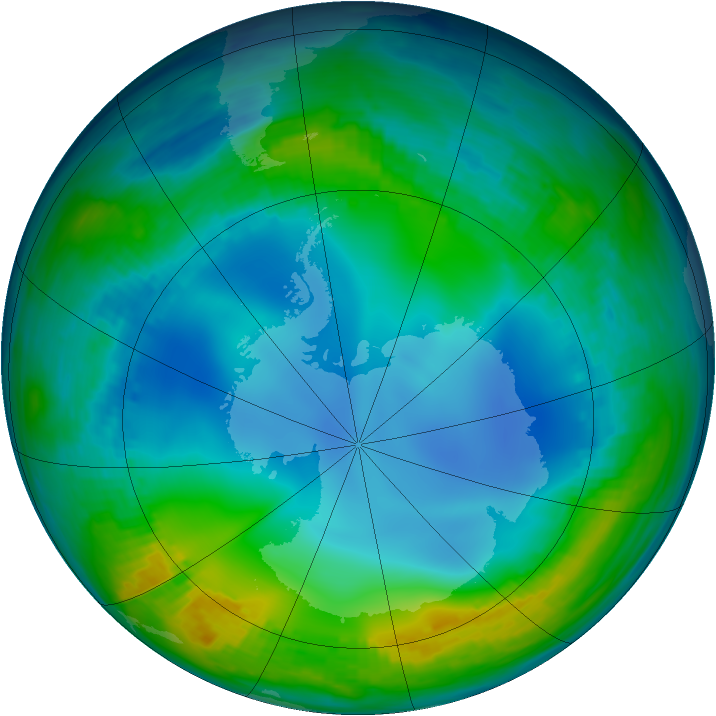 Antarctic ozone map for 31 May 1986